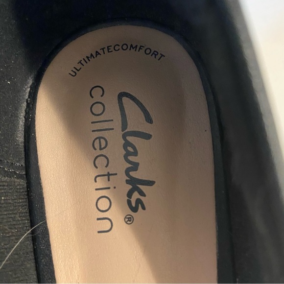 Clarks Collection Black Leather Block Heel Pumps Size 7 - Picture 5 of 8